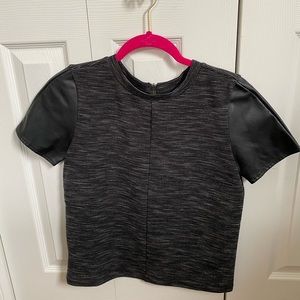 Faux Leather Sleeve Black LOFT Top